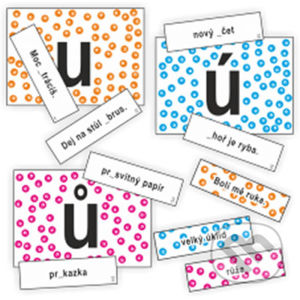 Samohlásky u-ú-ů - slovní spojení na kartičkách k procvičení psaní u/ú/ů - Jitka Rubínová